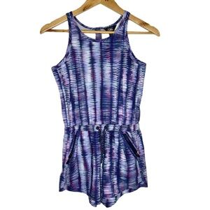 Athleta Girl Purple Blue Tank Top Shorts Romper Athletic One Piece Girls L/12